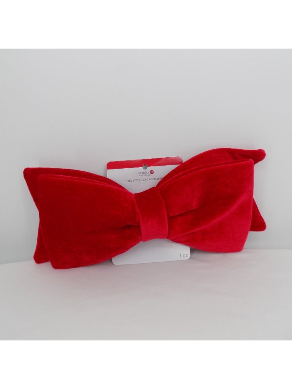 Celebrate it Red Velvet Tree Bow 16" x 7" Christmas Puffy Bow Tie Holiday New